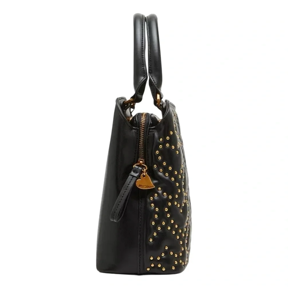 Betsy Johnson What A Stud Small Satchel Handbag Studded Heart Patterns
